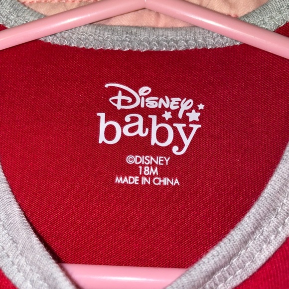 Disney One Pieces Disney Baby Christmas Red Onesie Pajamas With Hat